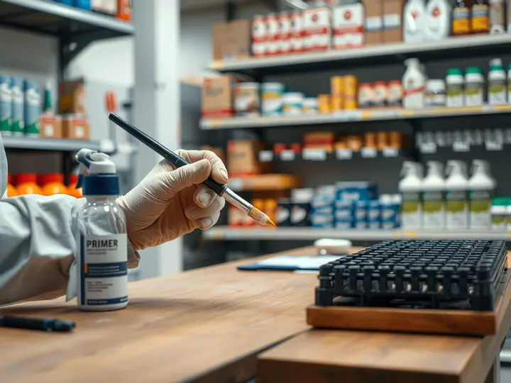 技术人员在塑料表面涂刷底涂剂
